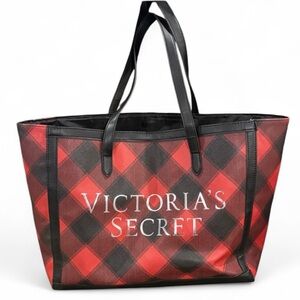 Victoria's Secret Red and Black Plaid Tote new without tags vs bag organizer